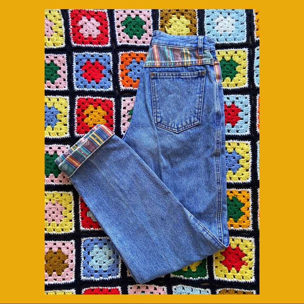 🌈 Vintage Rio Rainbow Tribal Color Print High Waisted Jeans 🌈